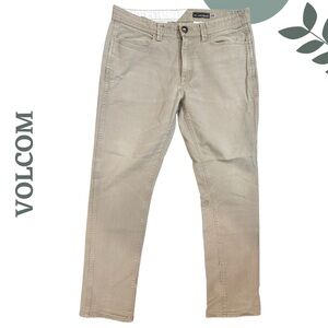🛍️3/$40 Volcom Stone Made Modern Fit Pants - Chino Tan Flat Front Size 34